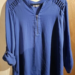 Maurices Royal Blue Blouse with Pleated Shoulders